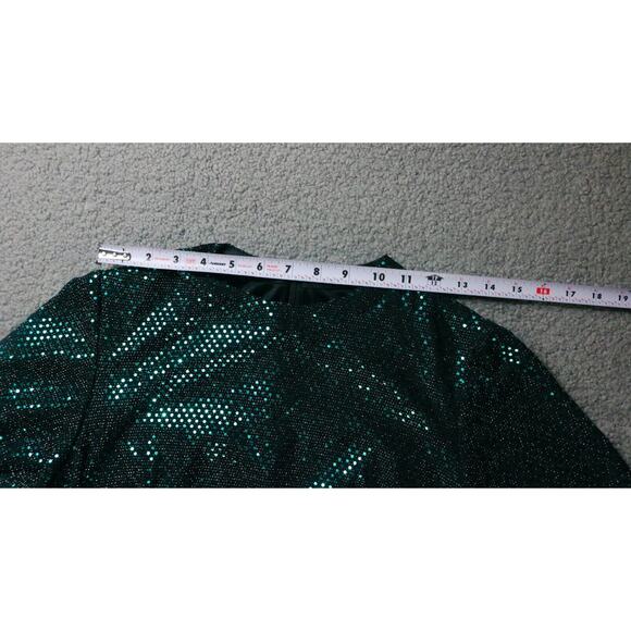 New Mac Duggal Leena Gown 6 Green Sequins Disco Stretch Blouson Sleeve 26576 - Picture 12 of 13